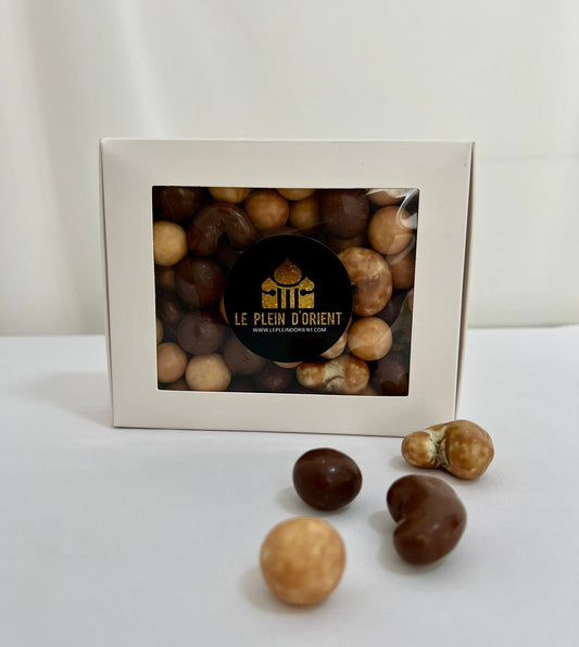 Noix de Cajou et Noisettes Enrobées – Chocolat et Caramel 250g